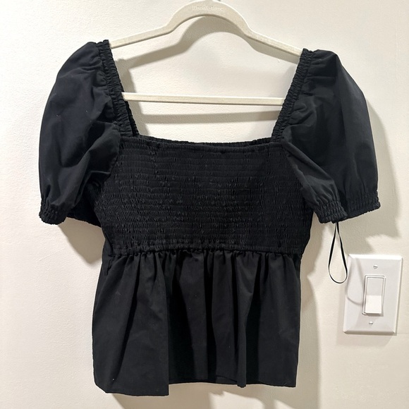 Abercrombie black Smocked  babydoll top - Picture 1 of 4
